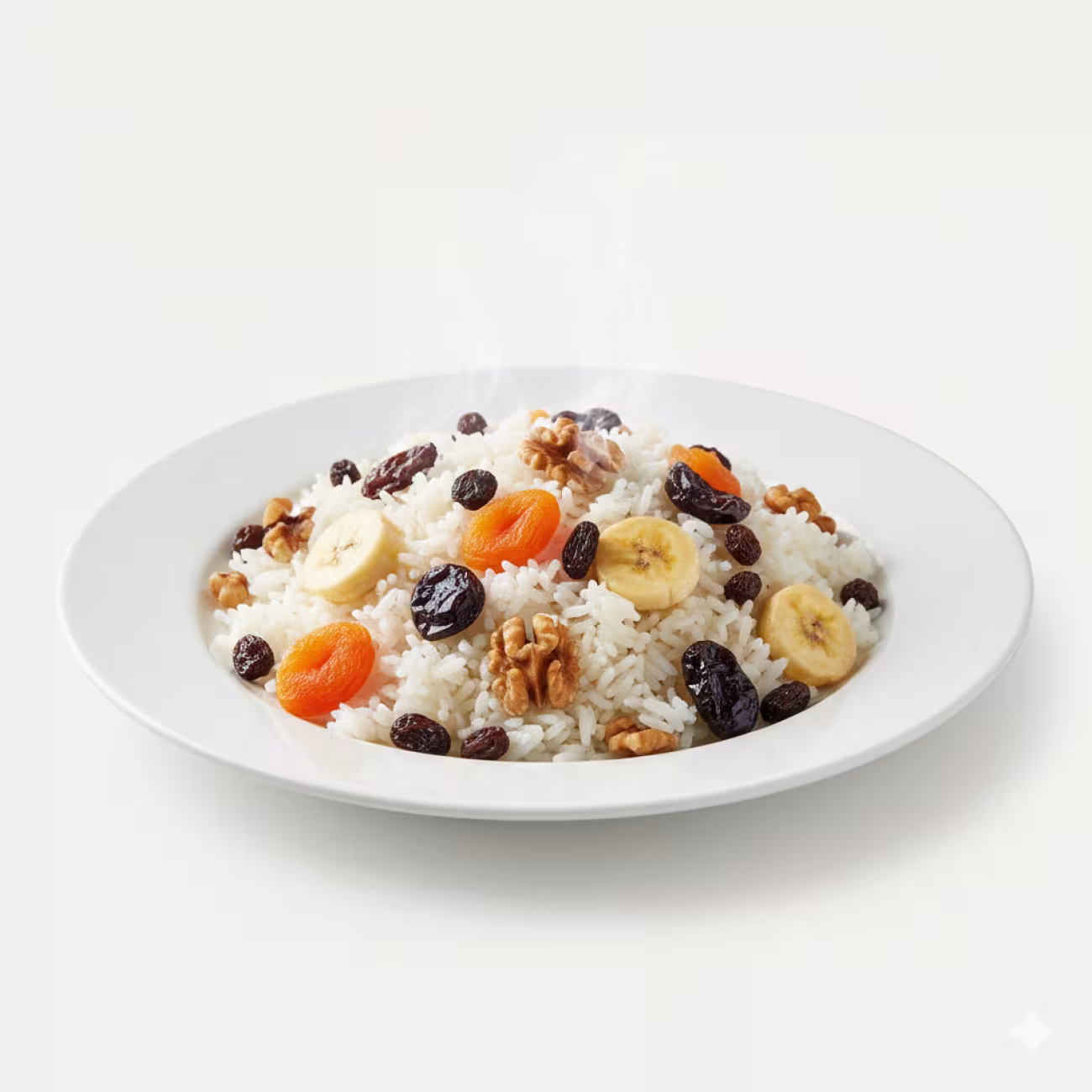 Arroz blanco con frutas secas y nueces