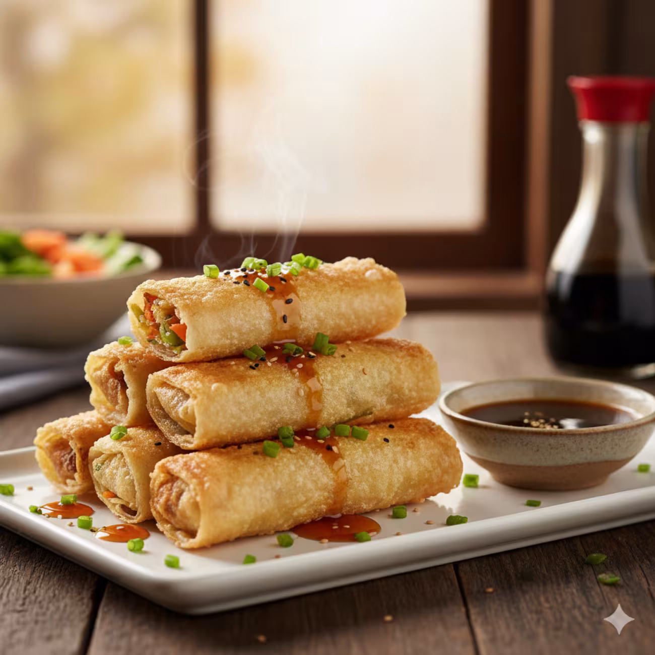 Rollitos de primavera vegetales con salsa de soja